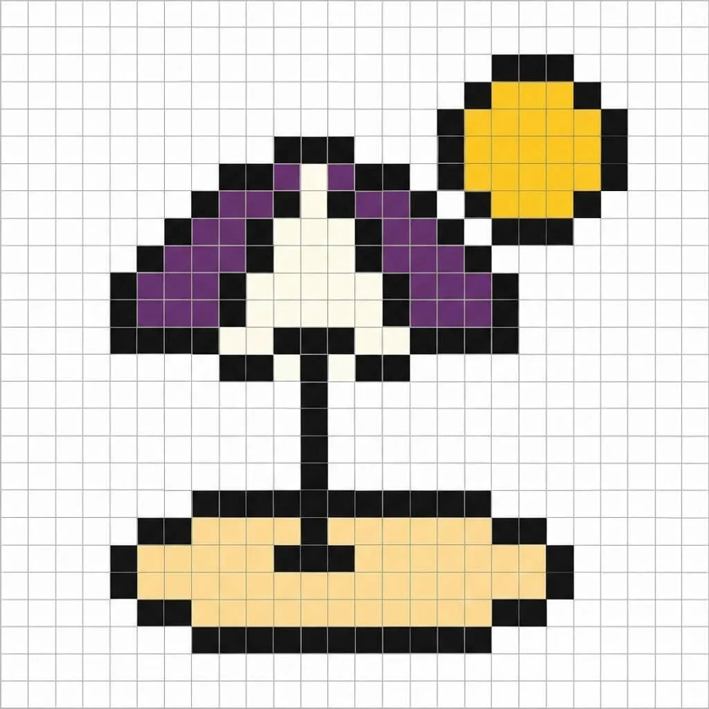 Pixel Art Fácil com desenho de Guarda Sol