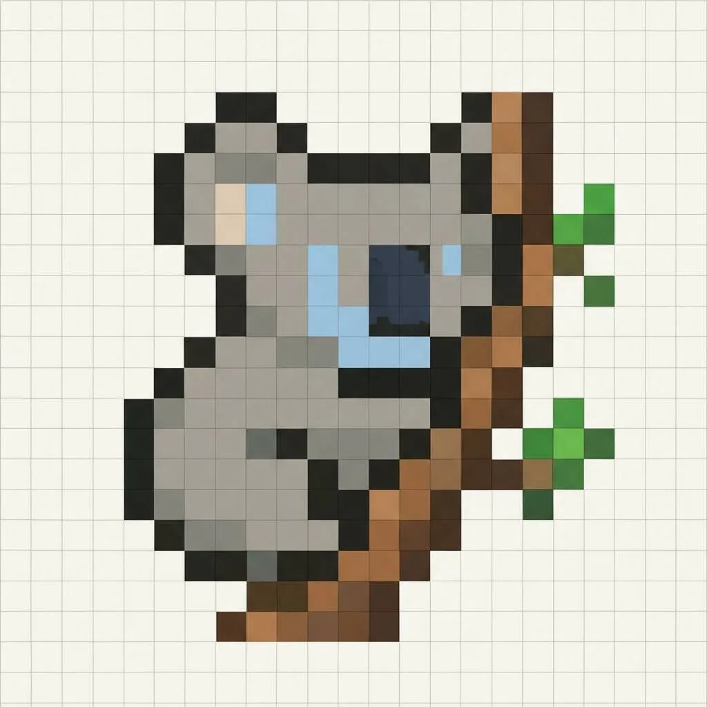Pixel Art Fácil com desenho de Coala
