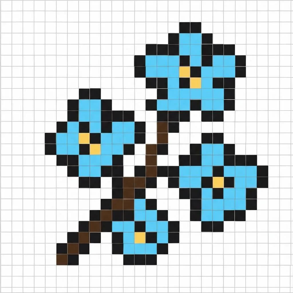 Pixel Art Fácil com desenho de Flores