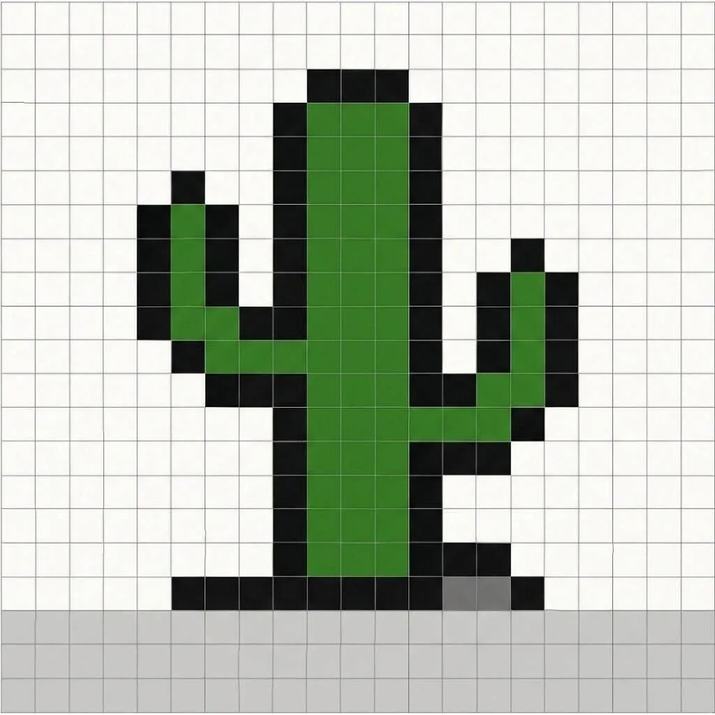 Pixel Art Fácil com desenho de Cacto