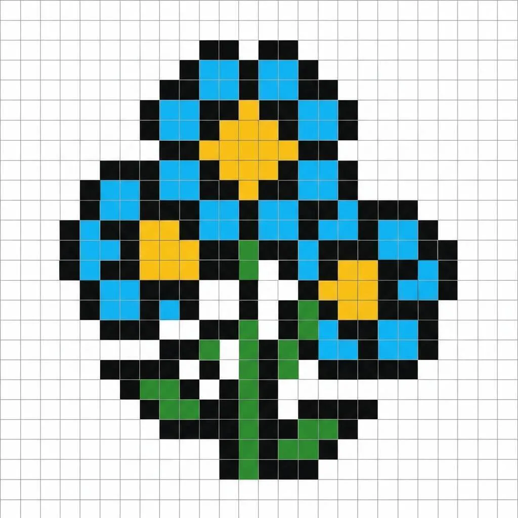 Pixel Art Fácil com desenho de Flor