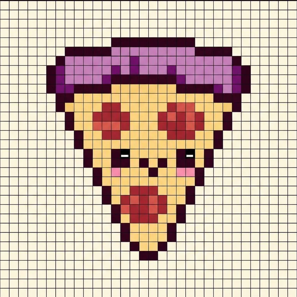 Pixel Art Fácil com desenho de Pizza