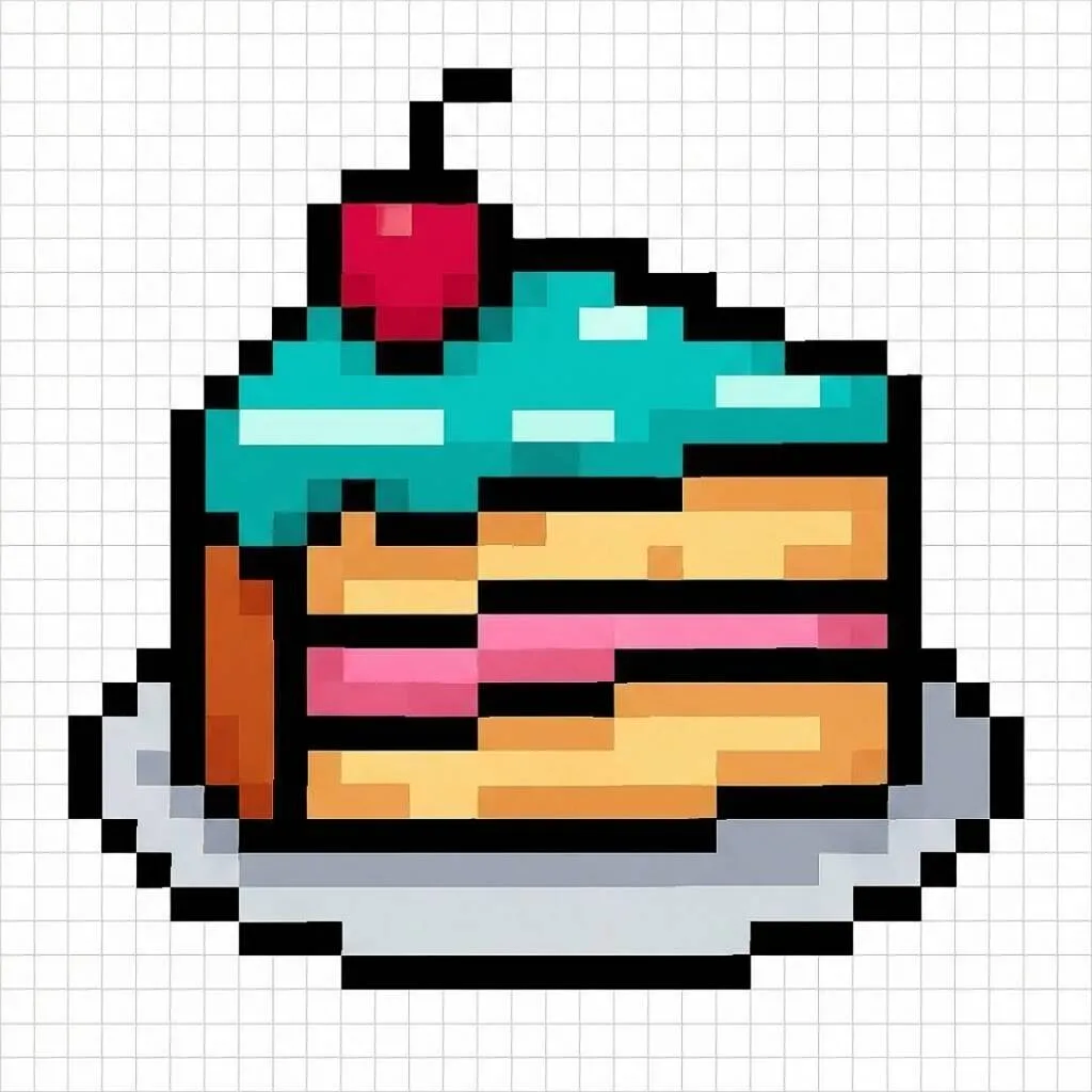 Pixel Art Fácil com desenho de Bolo