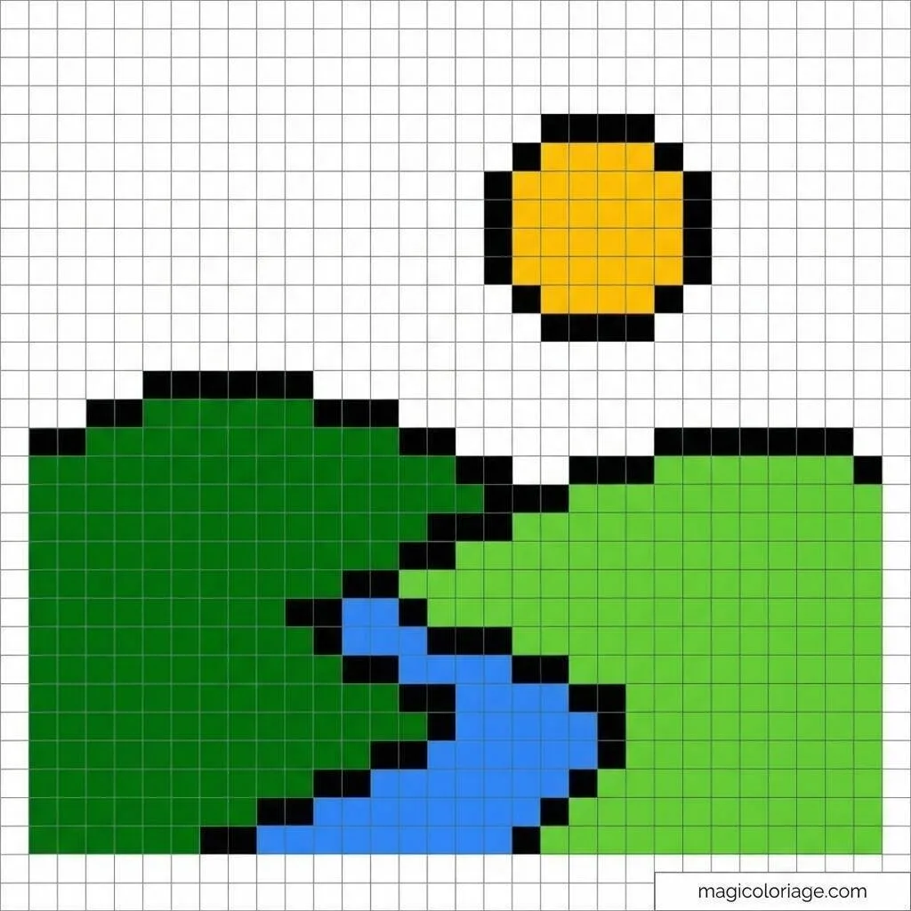 Pixel Art Fácil com desenho de Paisagem