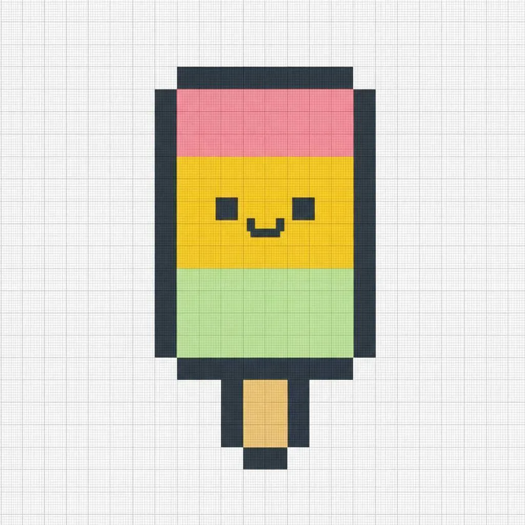 Pixel Art Fácil com desenho de Sorvete