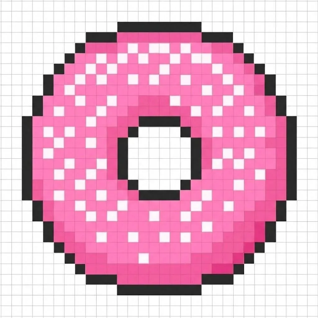 Pixel Art Fácil com desenho de Donut