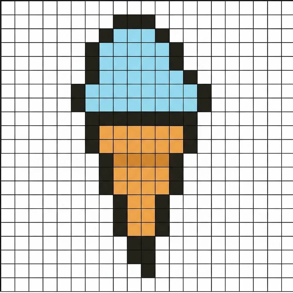 Pixel Art Fácil com desenho de Sorvete