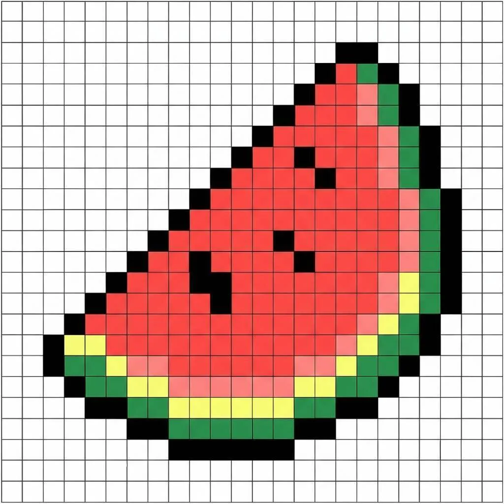 Pixel Art Fácil com desenho de Melancia