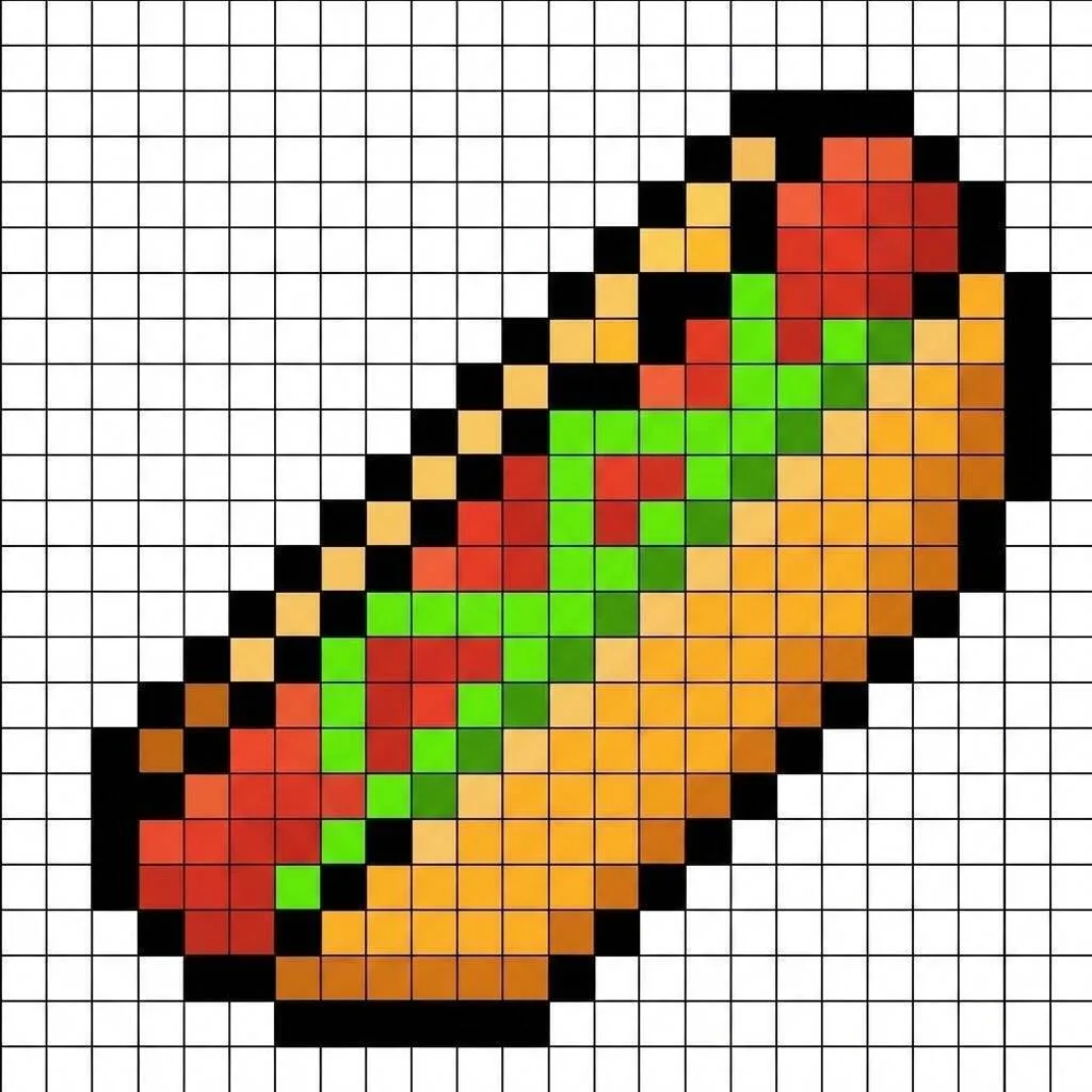 Fácil Pixel Art con dibujo de Hot Dog