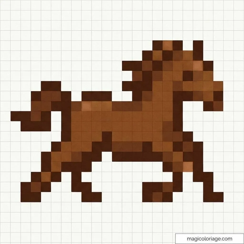 Pixel Art Fácil com desenho de Cavalo