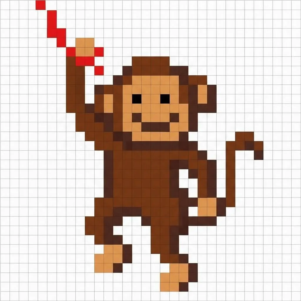 Pixel Art Fácil com desenho de Macaco