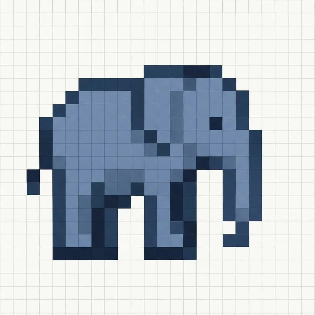 Pixel Art Fácil com desenho de Elefante