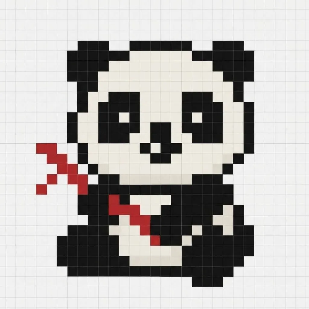 Pixel Art Fácil com desenho de Panda