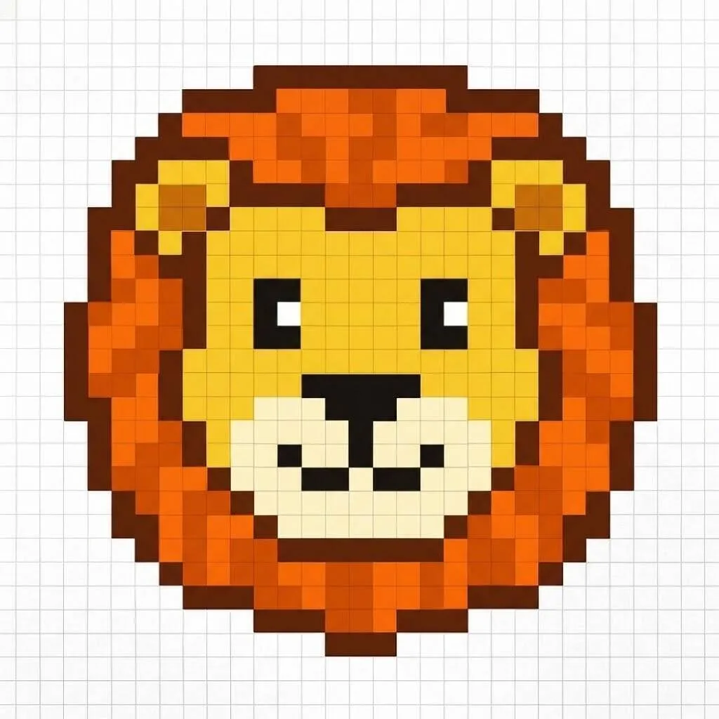 Pixel Art Fácil com desenho de Leão