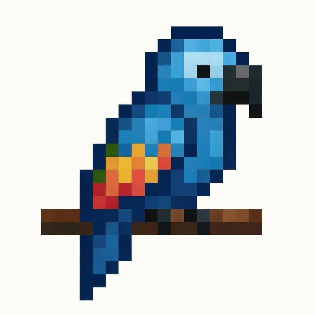 Pixel Art Fácil com desenho de Papagaio