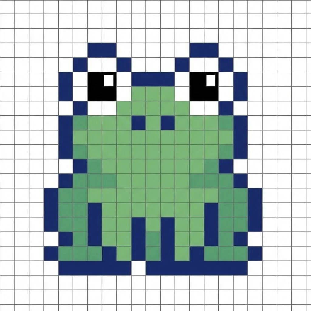 Pixel Art Fácil com desenho de Sapo