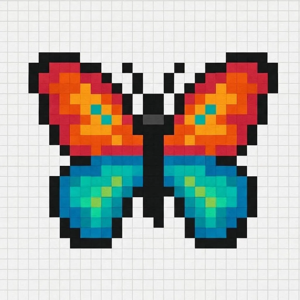 Fácil Pixel Art con dibujo de mariposa