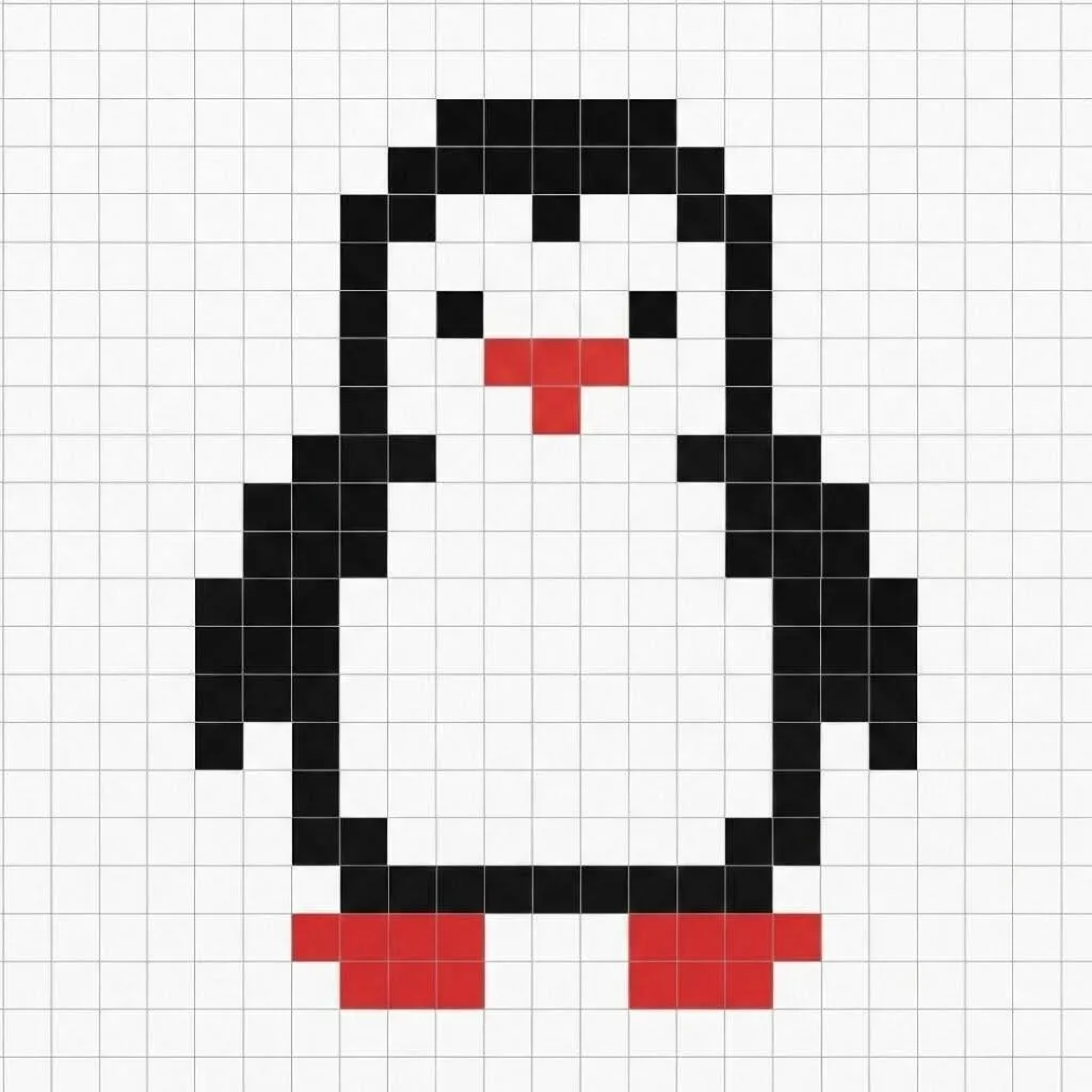 Pixel Art Fácil com desenho de Pinguim