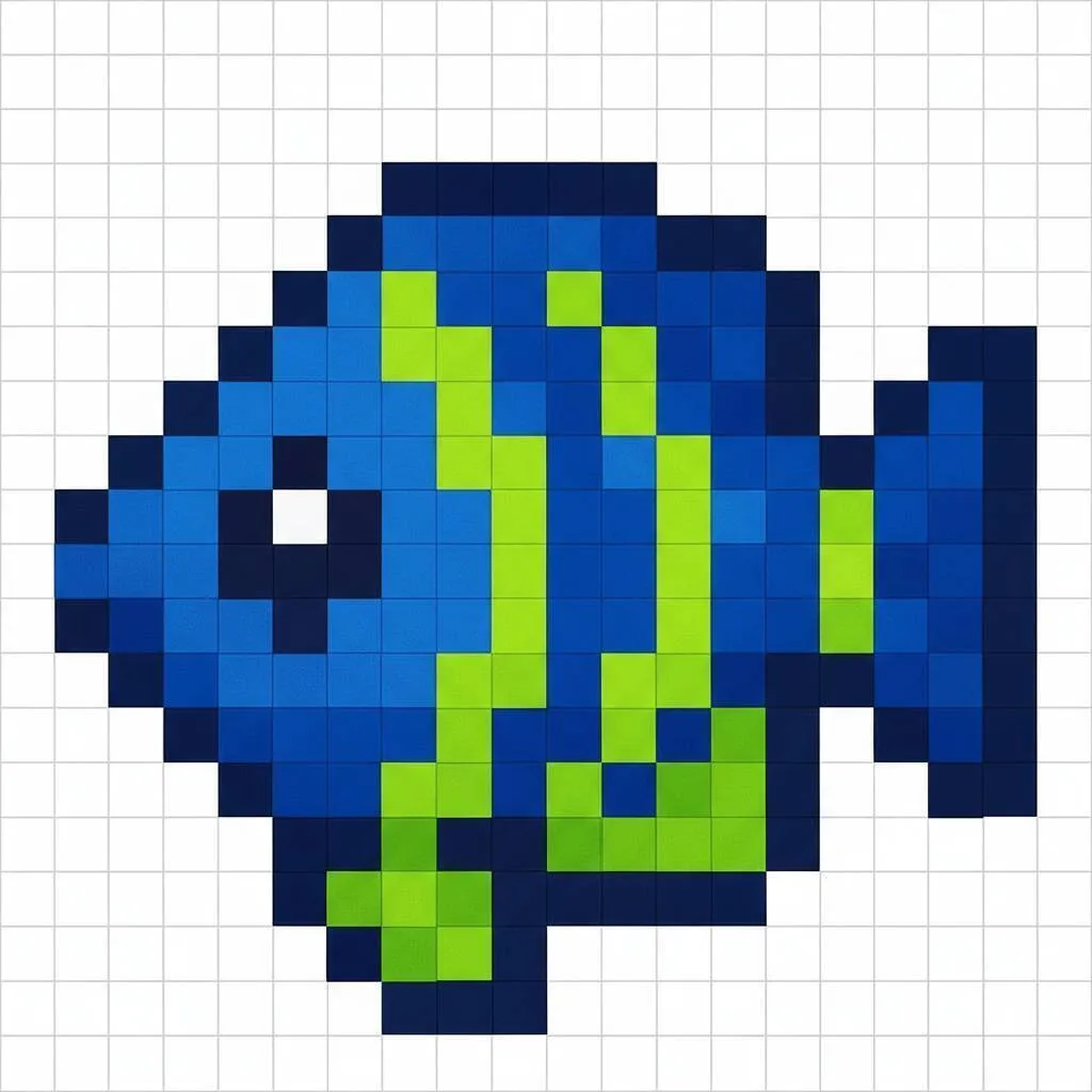 Pixel Art Fácil com desenho de Peixe