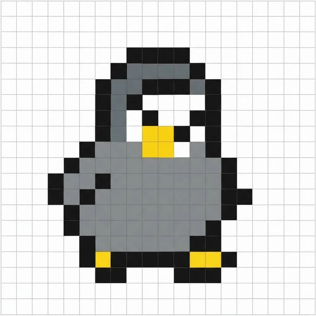 Pixel Art Fácil com desenho de Pinguim