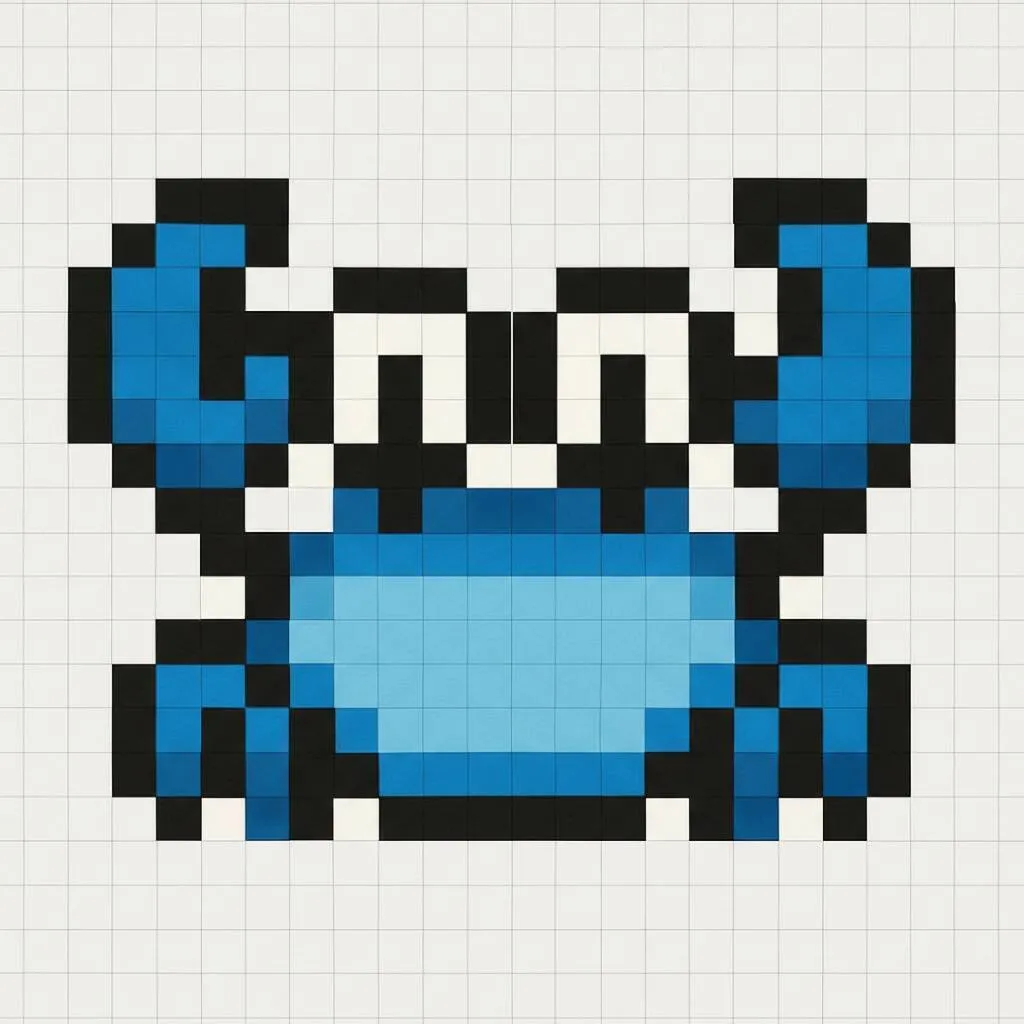 Pixel Art Fácil com desenho de Caranguejo