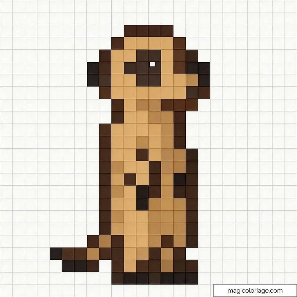 Pixel Art Fácil com desenho de Suricata