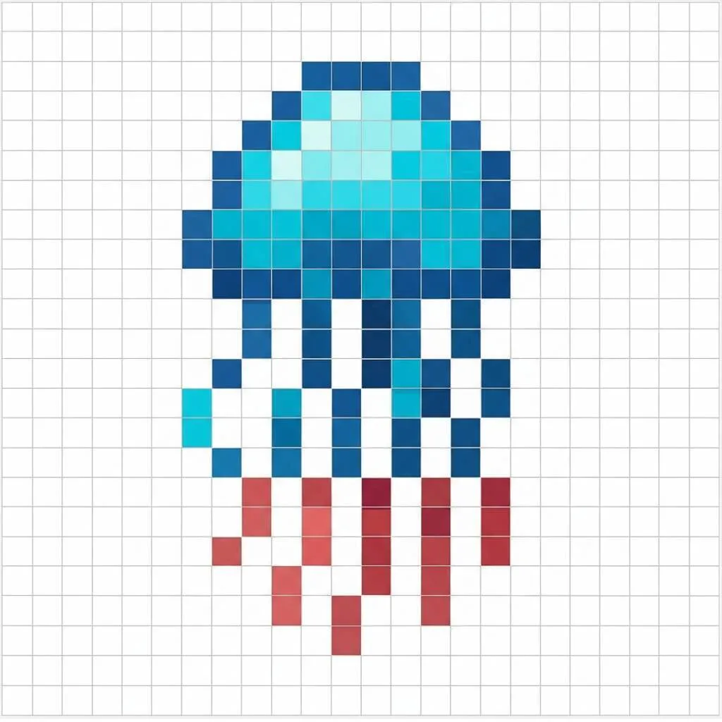 Pixel Art Fácil com desenho de Água viva