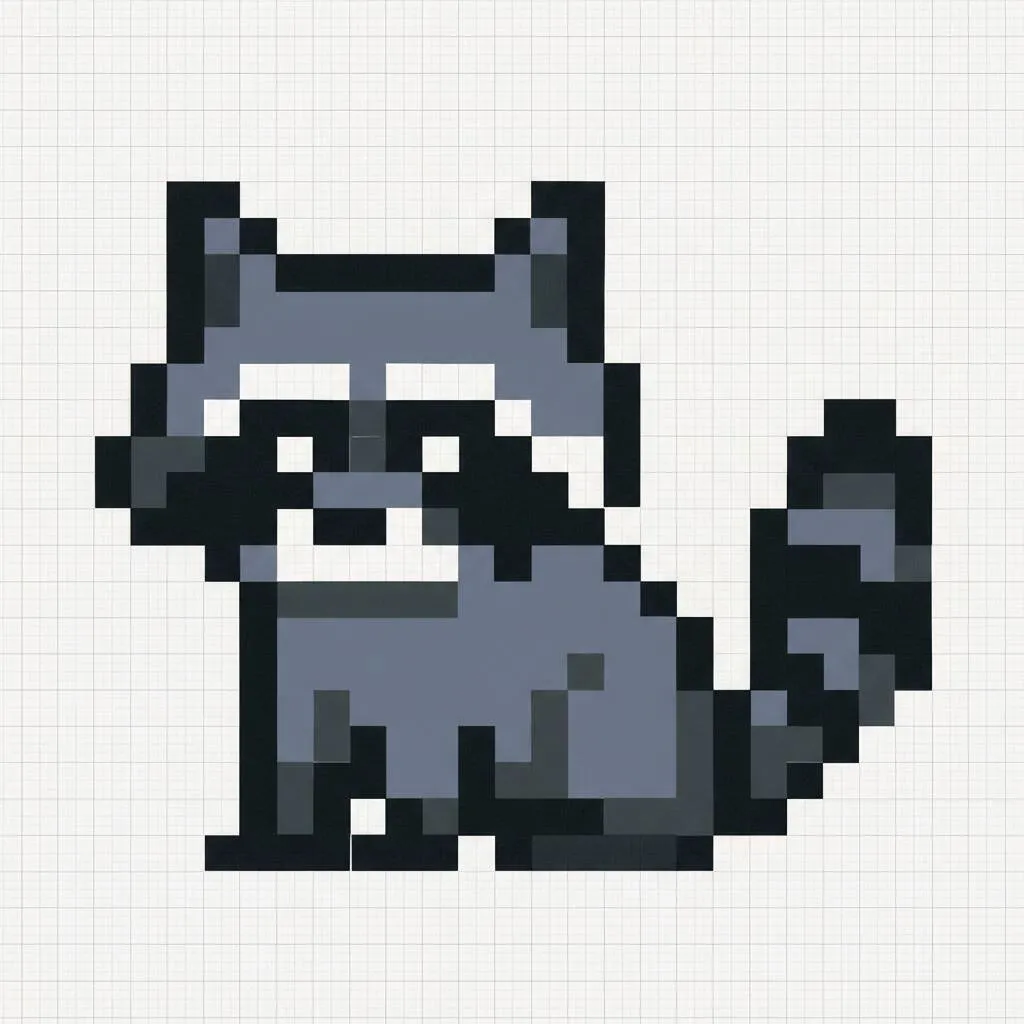 Pixel Art Fácil com desenho de Guaxinim