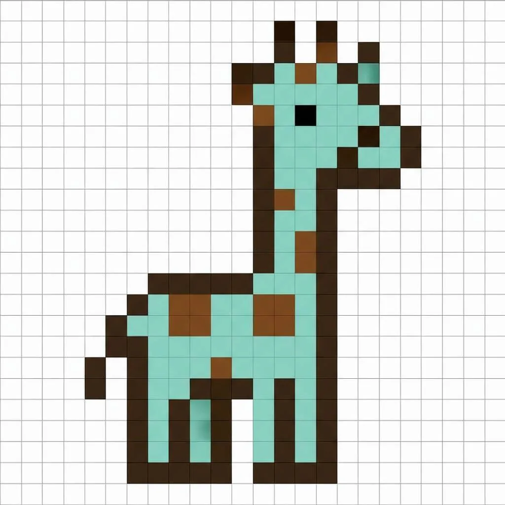 Pixel Art Fácil com desenho de Girafa