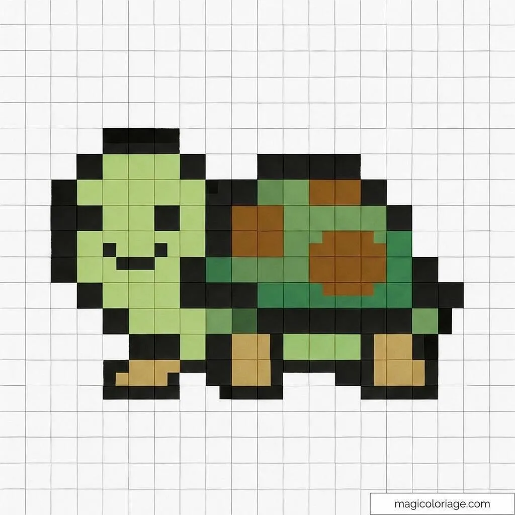 Pixel Art Fácil com desenho de Tartaruga