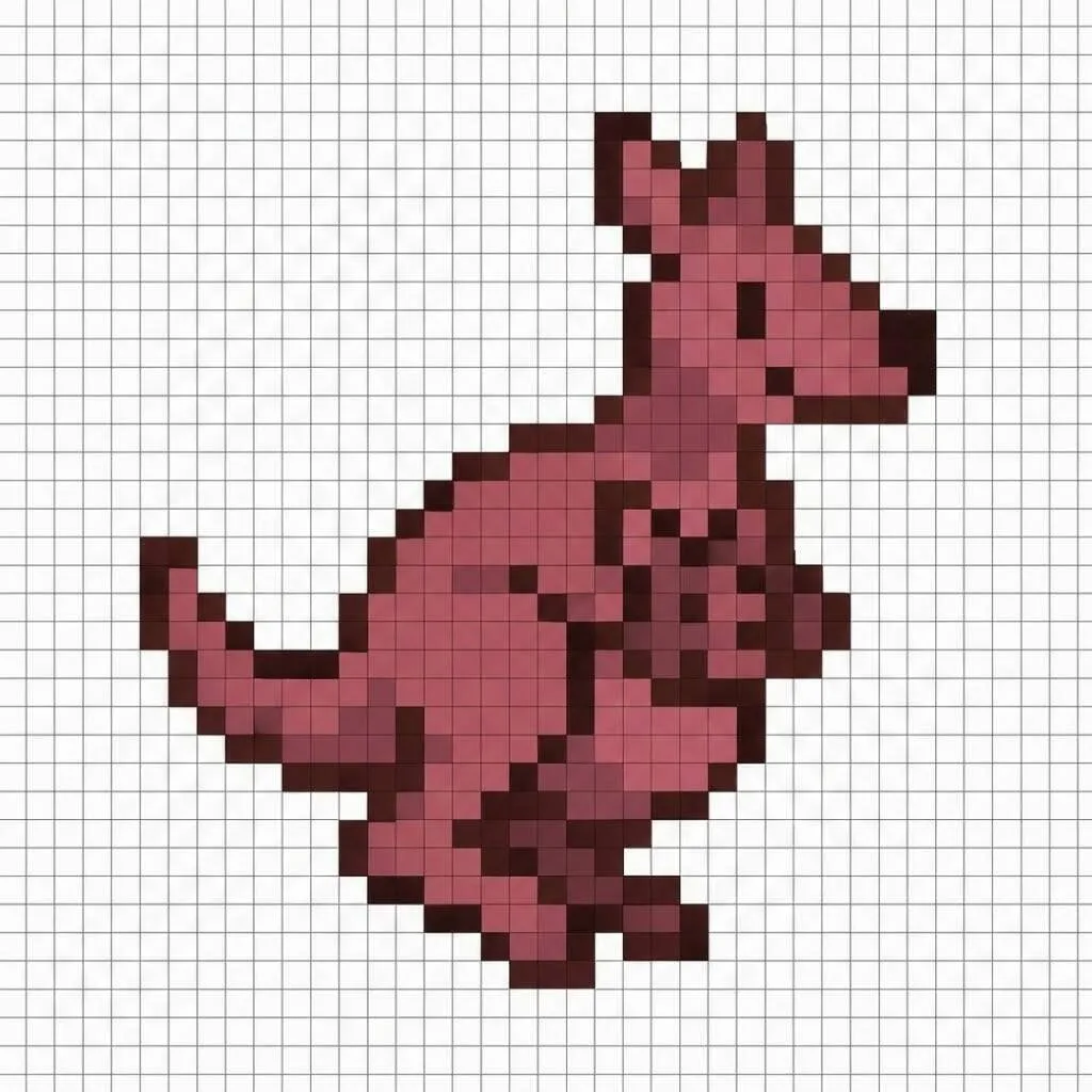 Pixel Art Fácil com desenho de Canguru