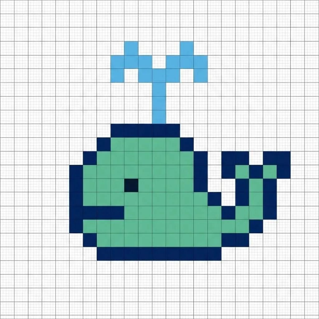 Fácil Pixel Art con dibujo de ballena
