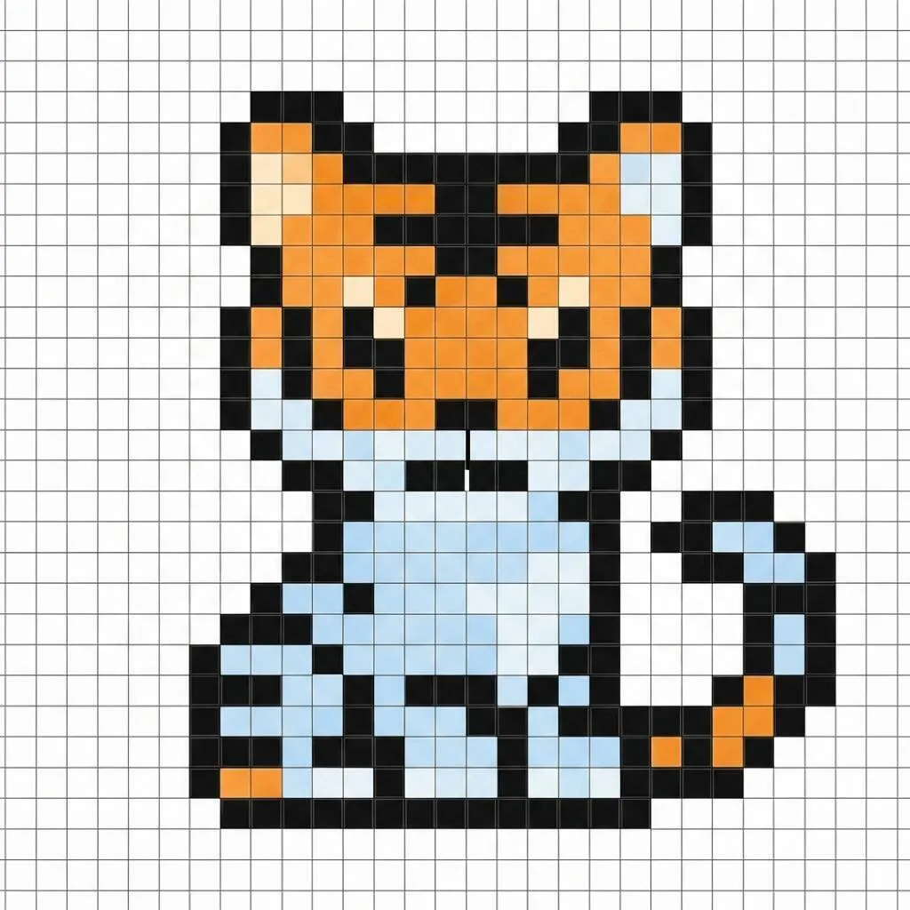 Fácil Pixel Art con dibujo de gato