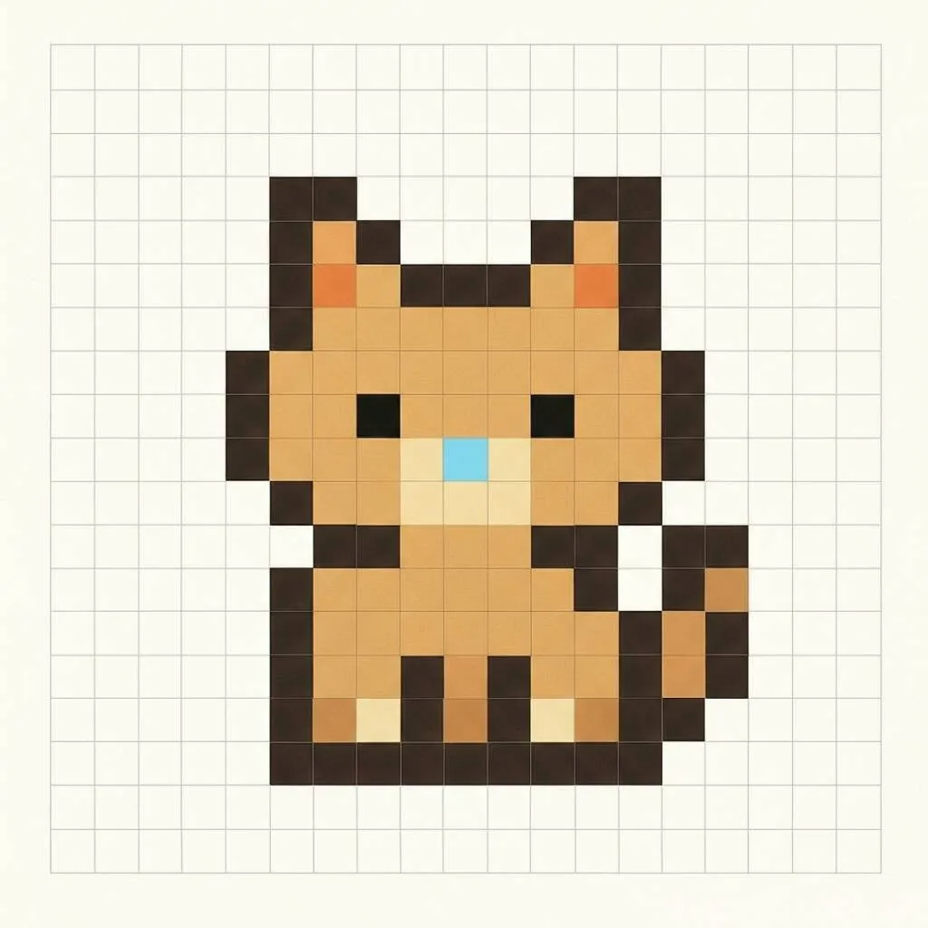Fácil Pixel Art con dibujo de gato