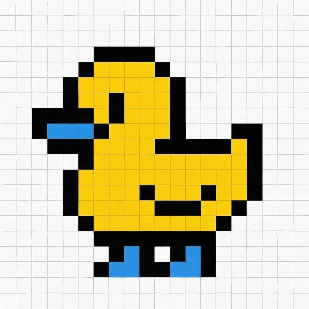 Pixel Art fácil con dibujo de pato