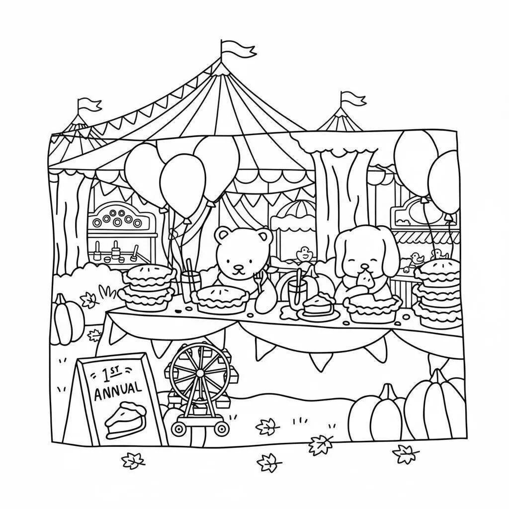 Desenho de Bobbie Goods na Feira de Aniversário com Animais para Colorir