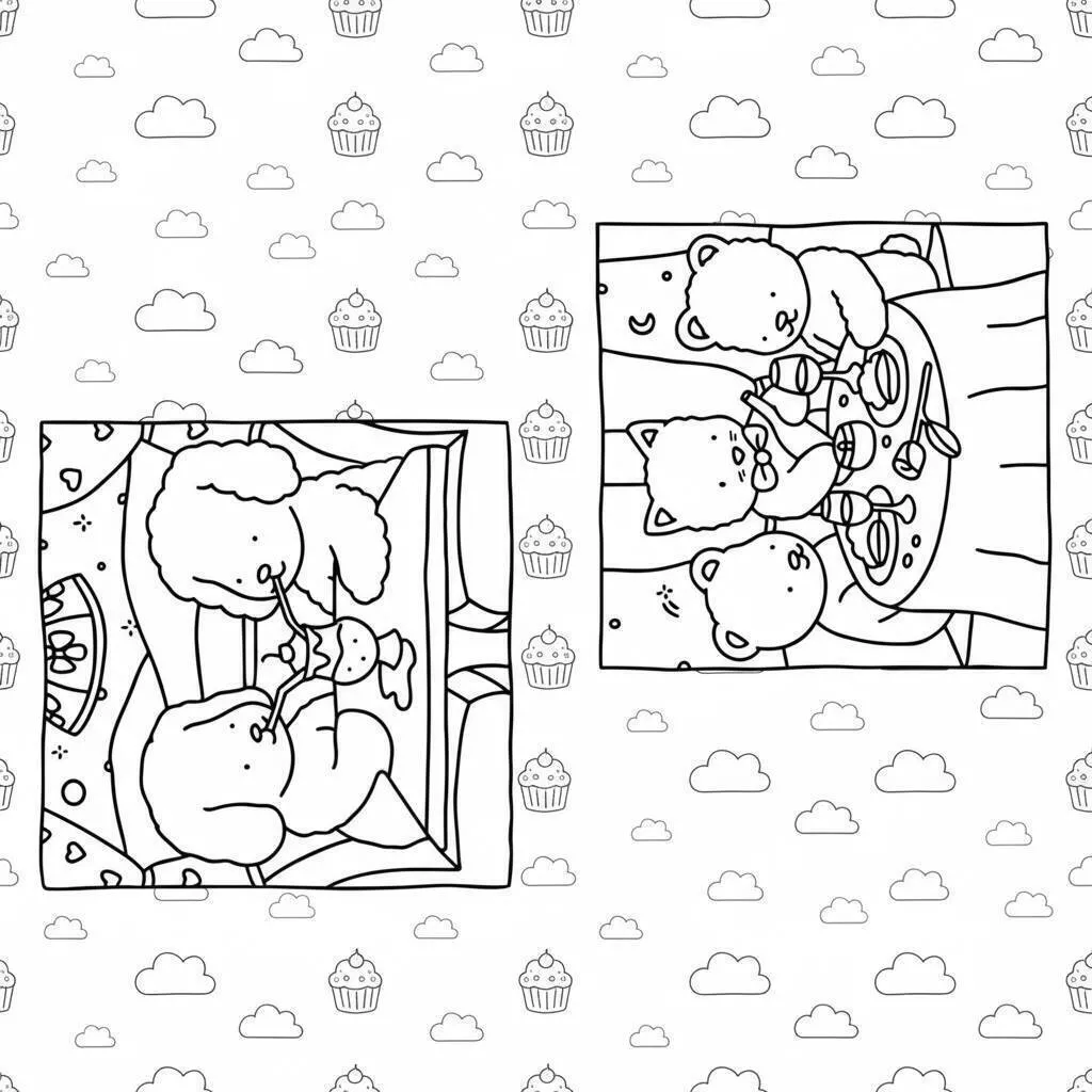 Desenho de Bobbie Goods com Ursinhos e Doces para Colorir