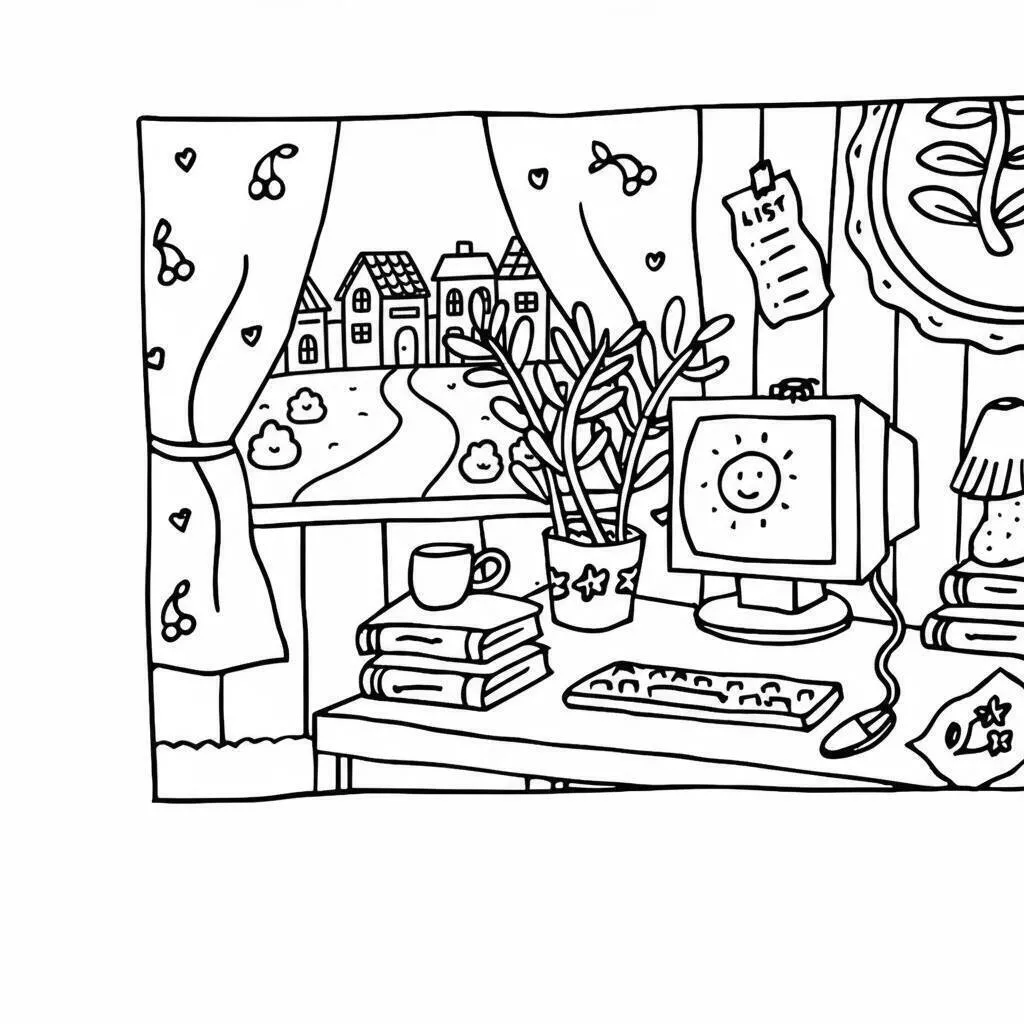 Desenho de Bobbie Goods em um Escritório Aconchegante para Colorir
