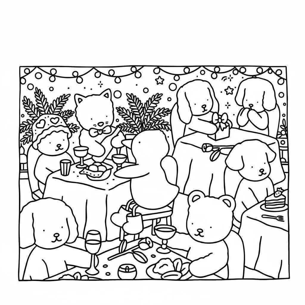 Desenho de Bobbie Goods em Jantar Festivo com Amigos para Colorir
