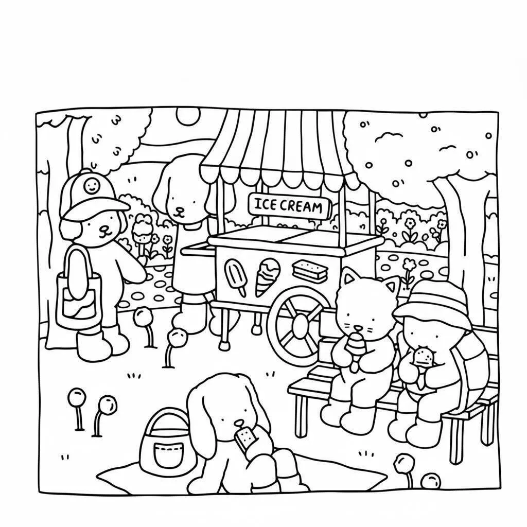 Pagina da colorare di Bobby Merci con gelato a basso costo