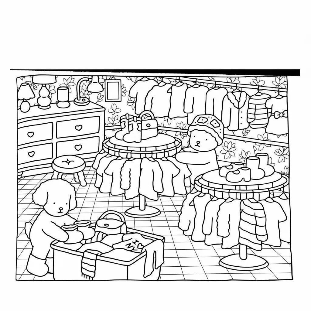 Desenho de Bobbie Goods na Lavanderia com Urso para Colorir