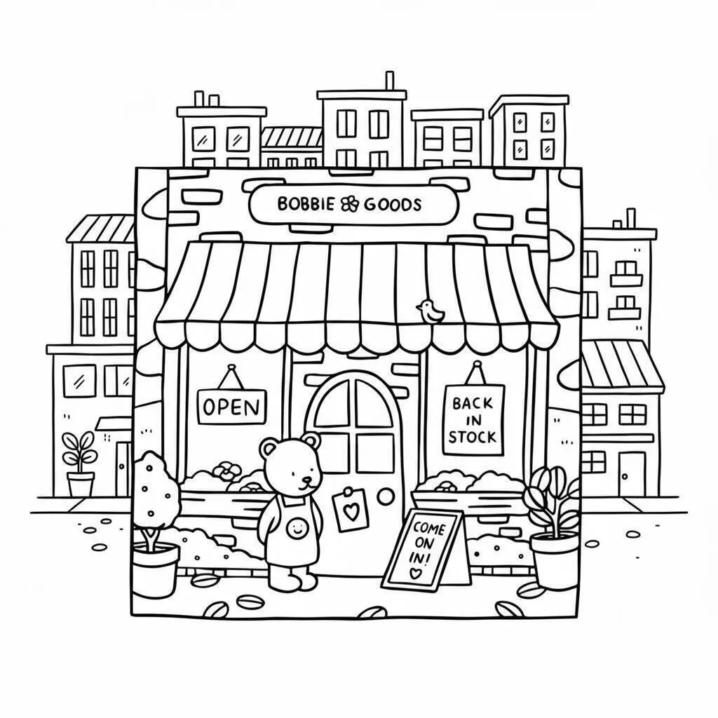 Bobbie Goods im Cosy Store Ausmalbild
