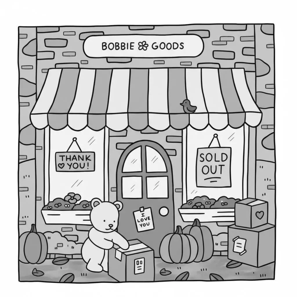 Bobbie Goods im Laden mit Bären-Malseite