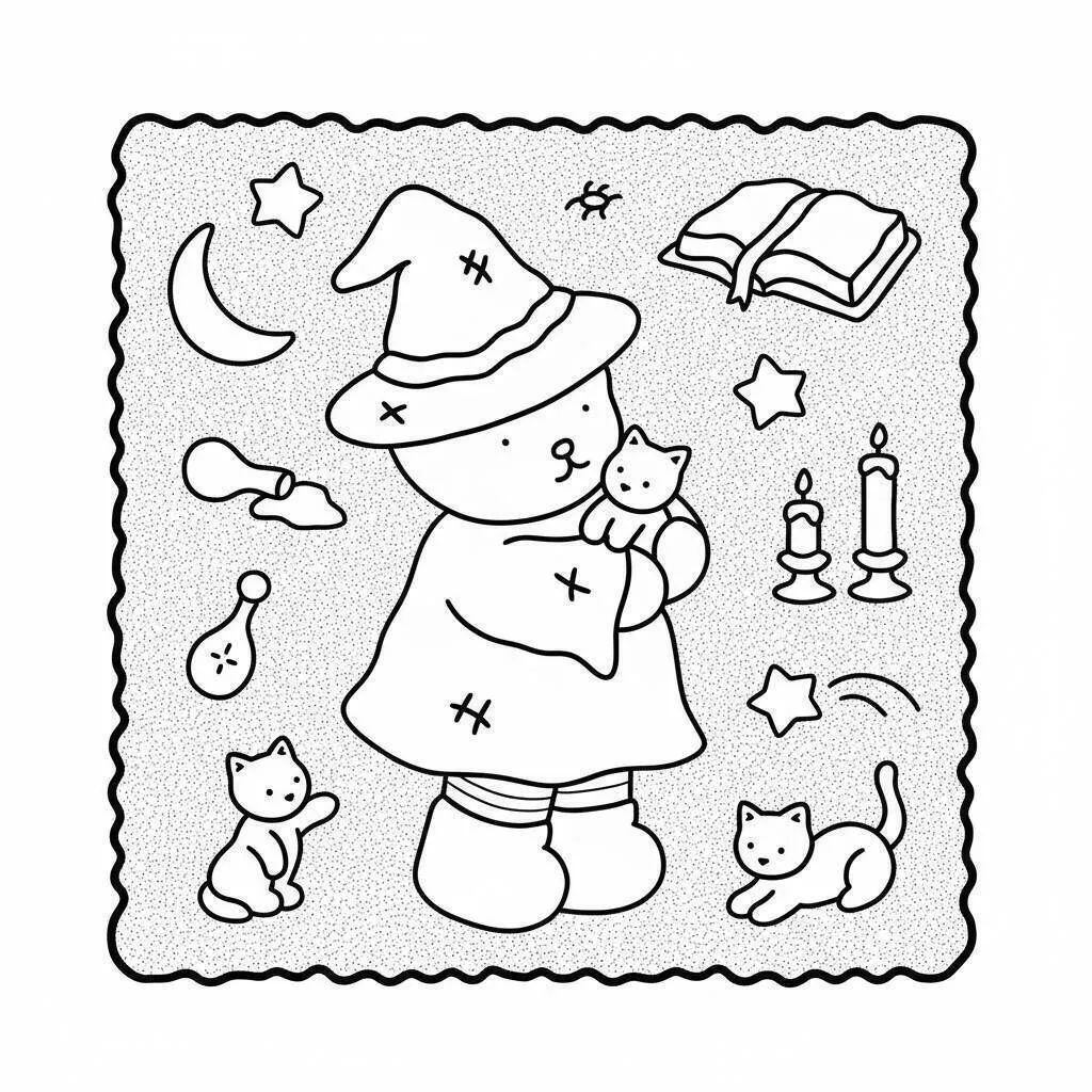 Desenho de Bobbie Goods como Bruxinha com Gatinhos para Colorir