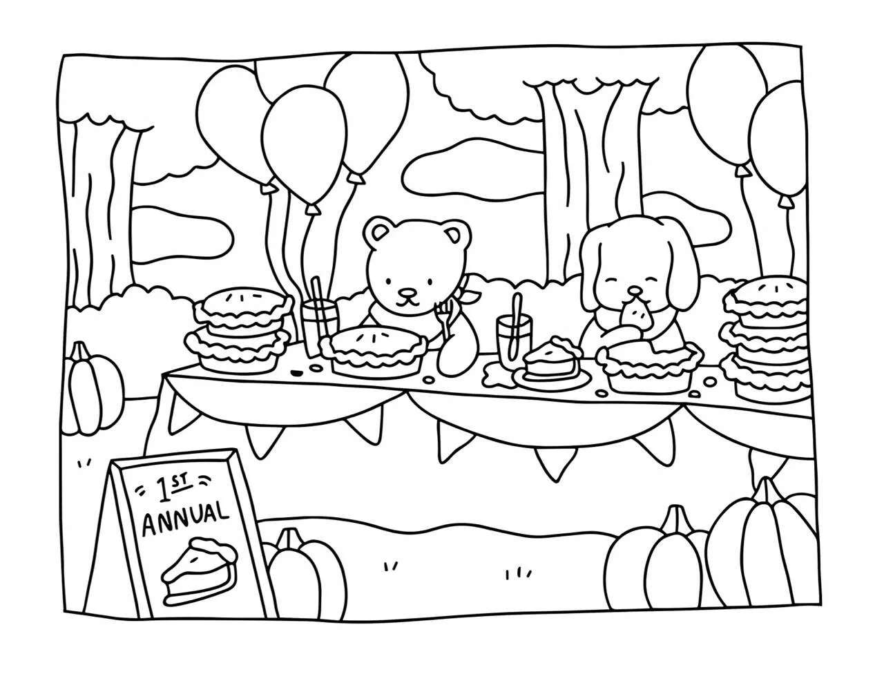 Desenho de Bobbie Goods na Festa de Aniversário com Bolo para Colorir
