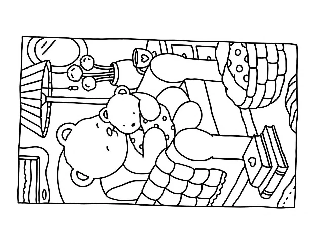 Desenho de Bobbie Goods com Urso de Pelúcia para Colorir