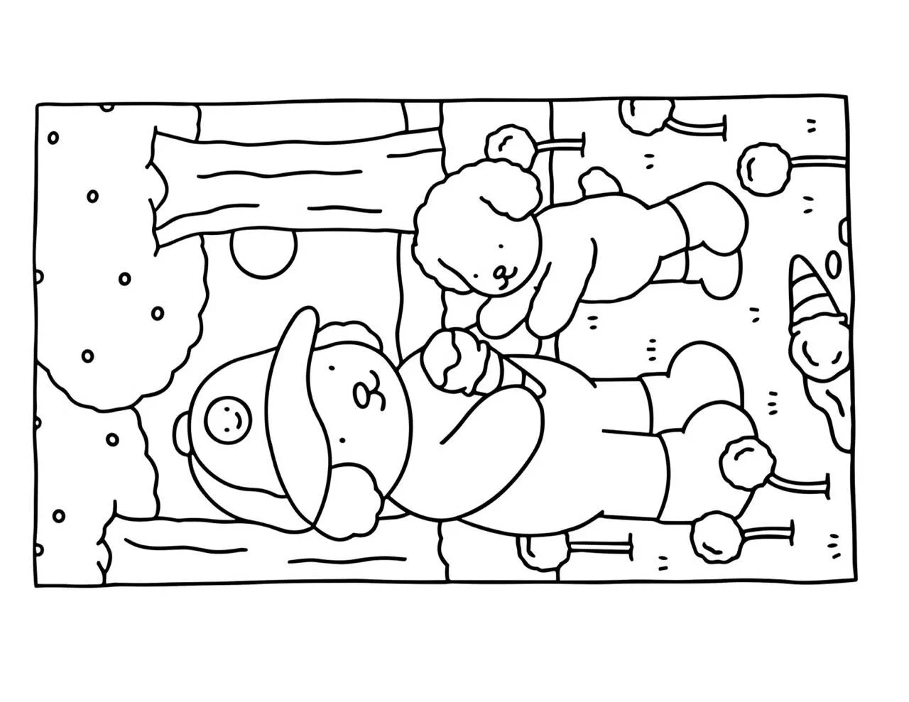 Desenho de Bobbie Goods Brincando com seu Amigo Peludo para Colorir