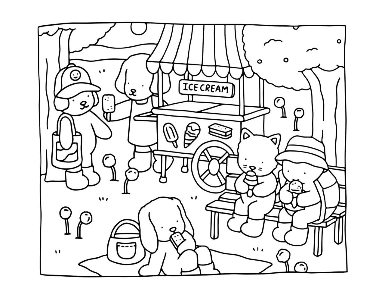 Desenho de Bobbie Goods com Carrinho de Sorvete para Colorir