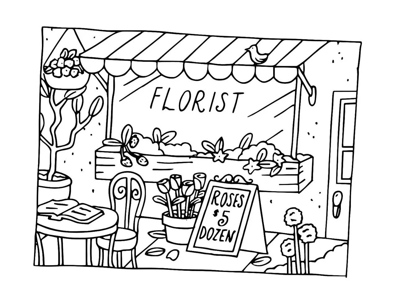 Desenho de Bobbie Goods na Floricultura para Colorir