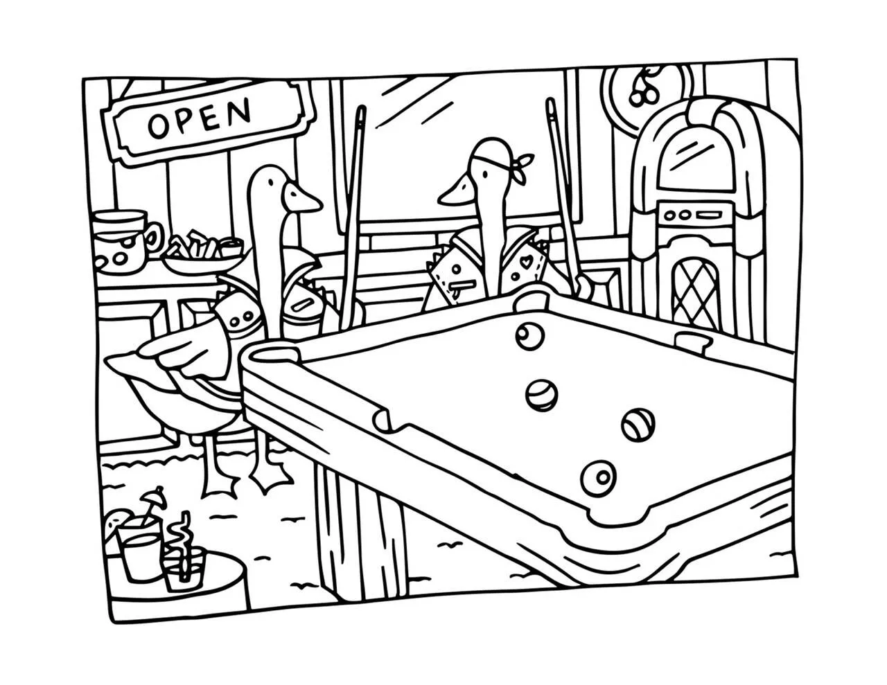 Desenho de Bobbie Goods Jogando Bilhar com Patos para Colorir